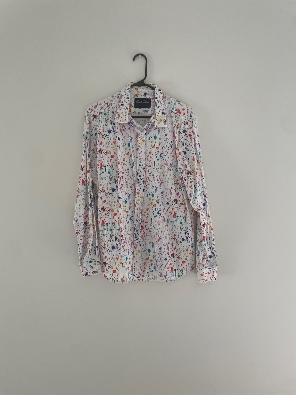 Robert Graham White Multi-Color Paint-Splatter Button-Down Shirt
